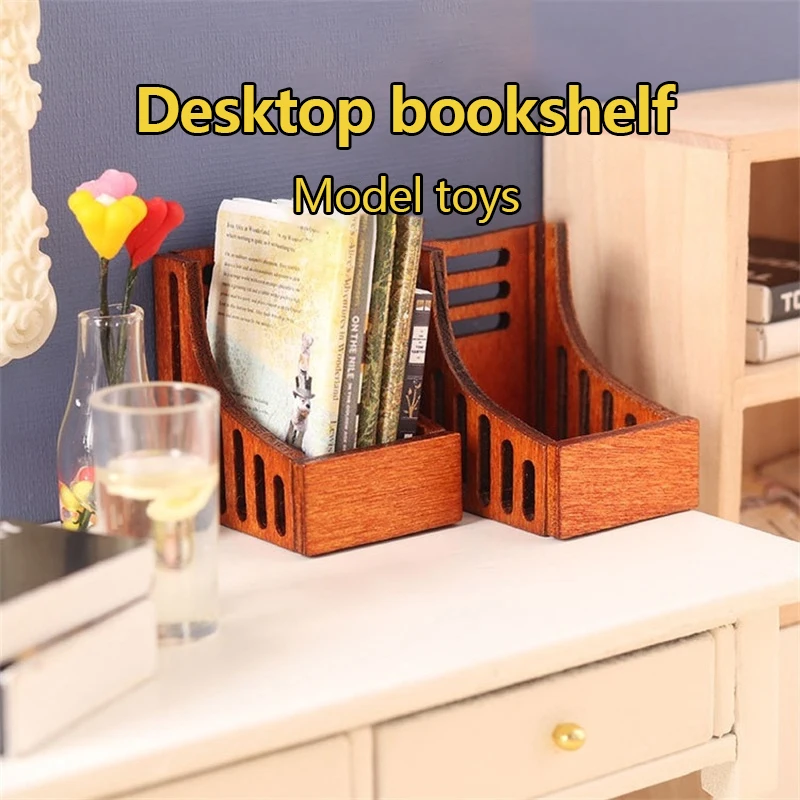 1:12 Dollhouse Miniature Bookshelf Storage Rack Desktop Organizer Box With 5 Books Home Model Decor Toy Doll House Accessories