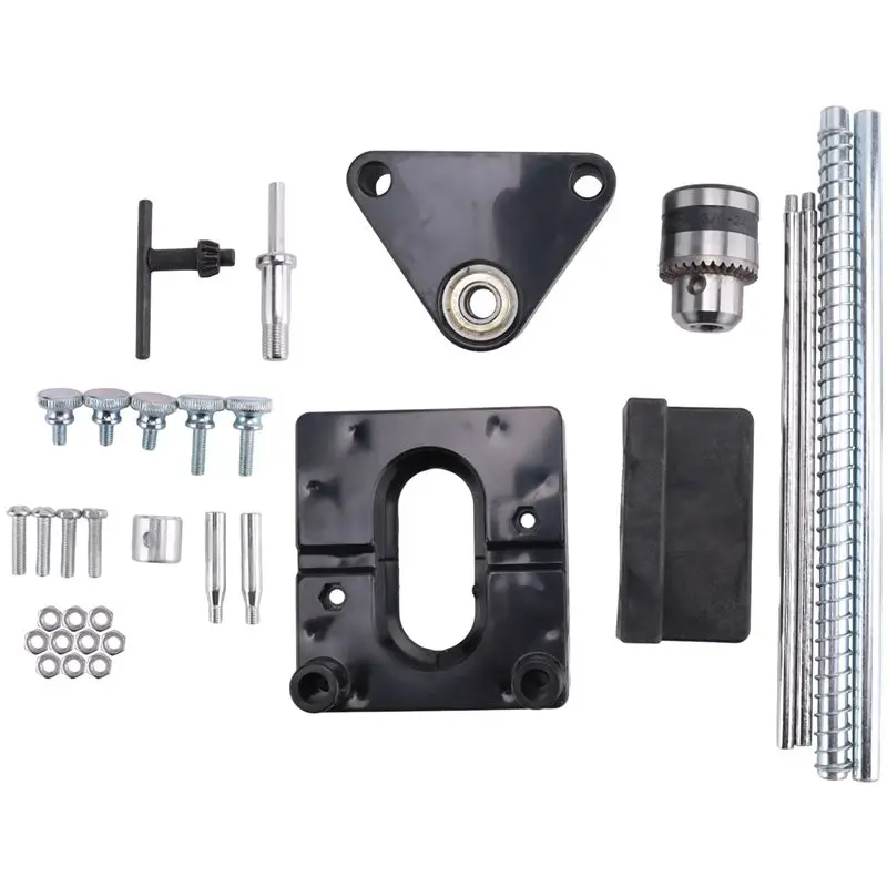 

HOT-Woodworking Drill Guide Adjustable Drilling Template Black 28X10cm Hole Punch Locator For DIY