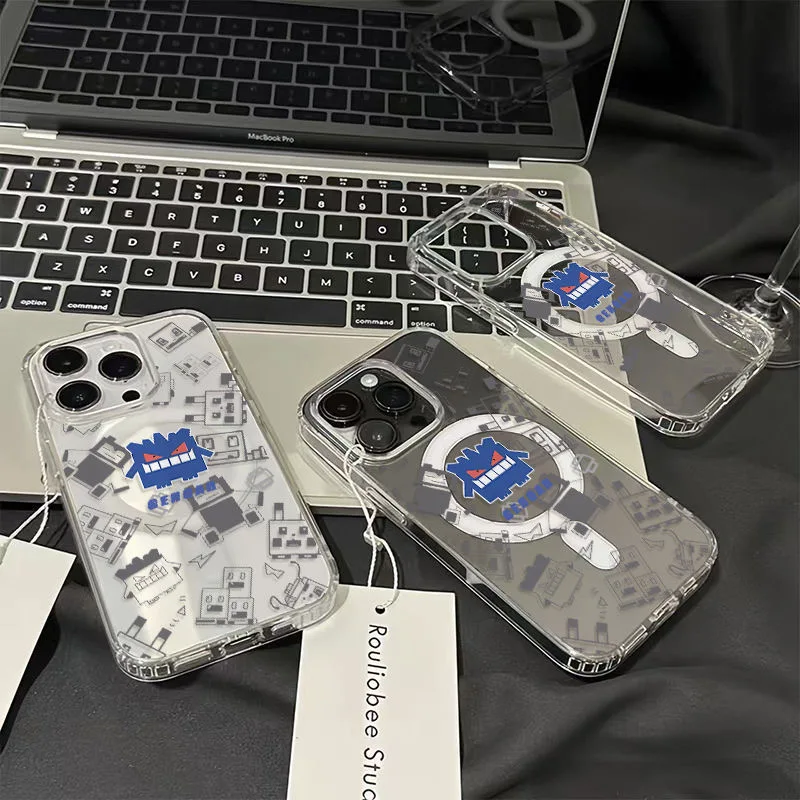 

Cute Cartoon P-Pokemon Gengar Magsafe Wireless Charge Phone Case For iPhone 11 12 13 14 15 16 Pro Max Plus Magnetic Cover