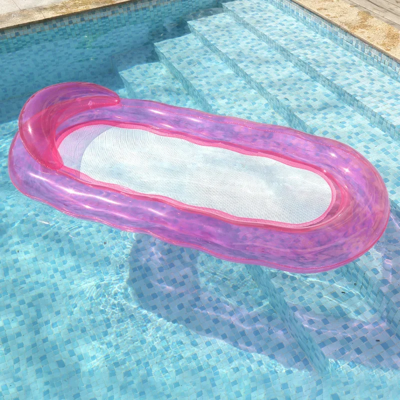 Colchón de aire flotante de agua plegable, ondulación transparente, piscina de verano, flotador inflable para playa, cama de natación, juguete de agua para chico y adulto