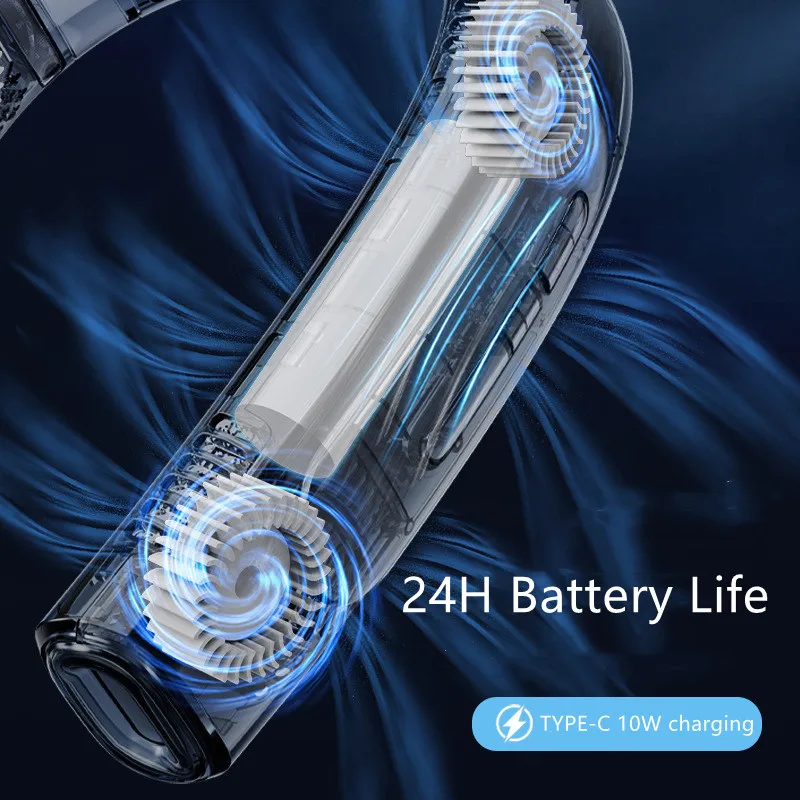 2023พัดลม USB แบบพกพาคอแขวนพัดลมเครื่องปรับอากาศพกพาแบตสำรอง4000MAh พัดลมสำหรับกีฬาฤดูร้อน