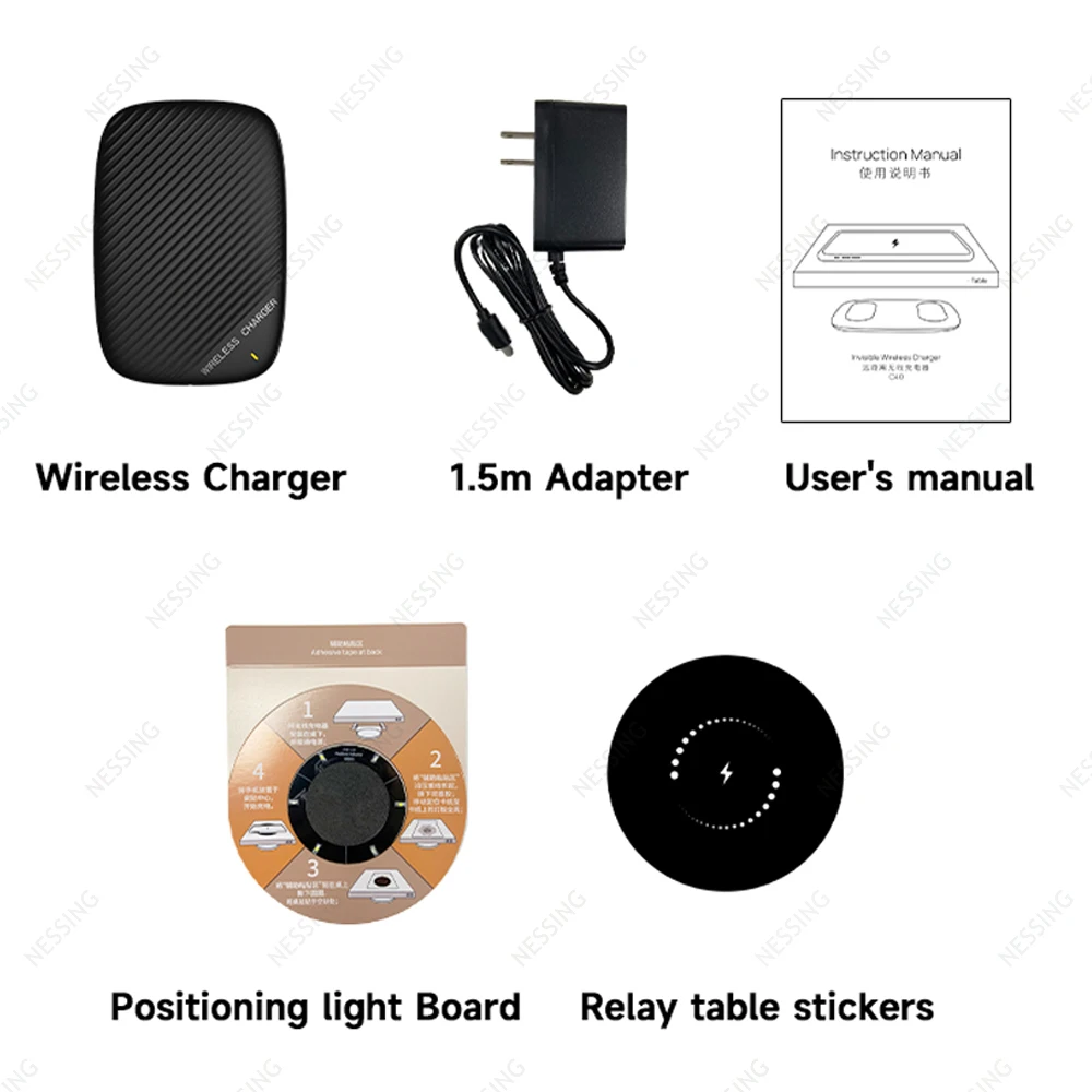 Long Distance Wireless Charger Pad Desktop Coffee Furniture Office Hide QI Wireless Charging For IPhone 13 11 12 Pro Max Samsung