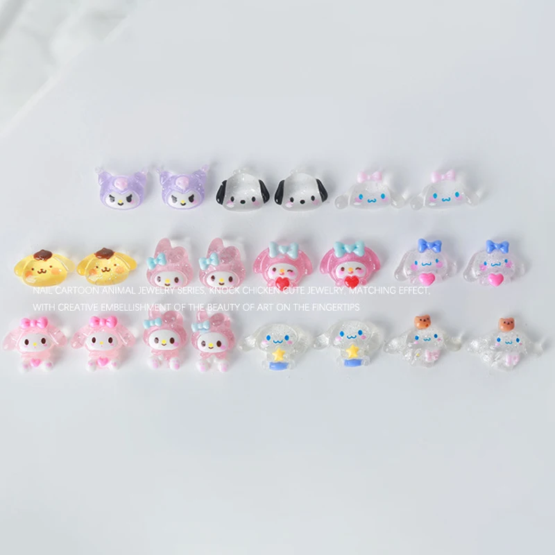 10Pcs/Set Cartoon Sanrio Kuromi Cinnamoroll Nail Accessories Decorative Manicure Supplies Nail Jewelry Charms Sweet Cool Style