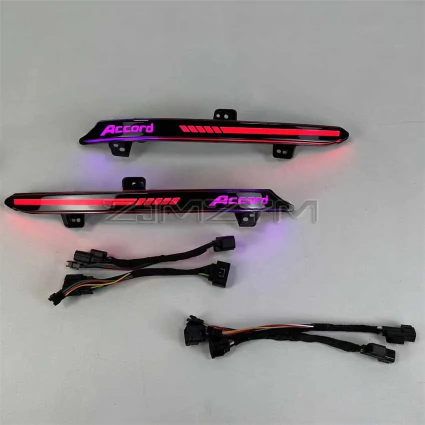 2PCS LED Rear Bumper Tail Reflector Light For Honda Accord 10th Brake Lamp Dynamic Turn Signal Lights Alphabet Style Smoke Lens