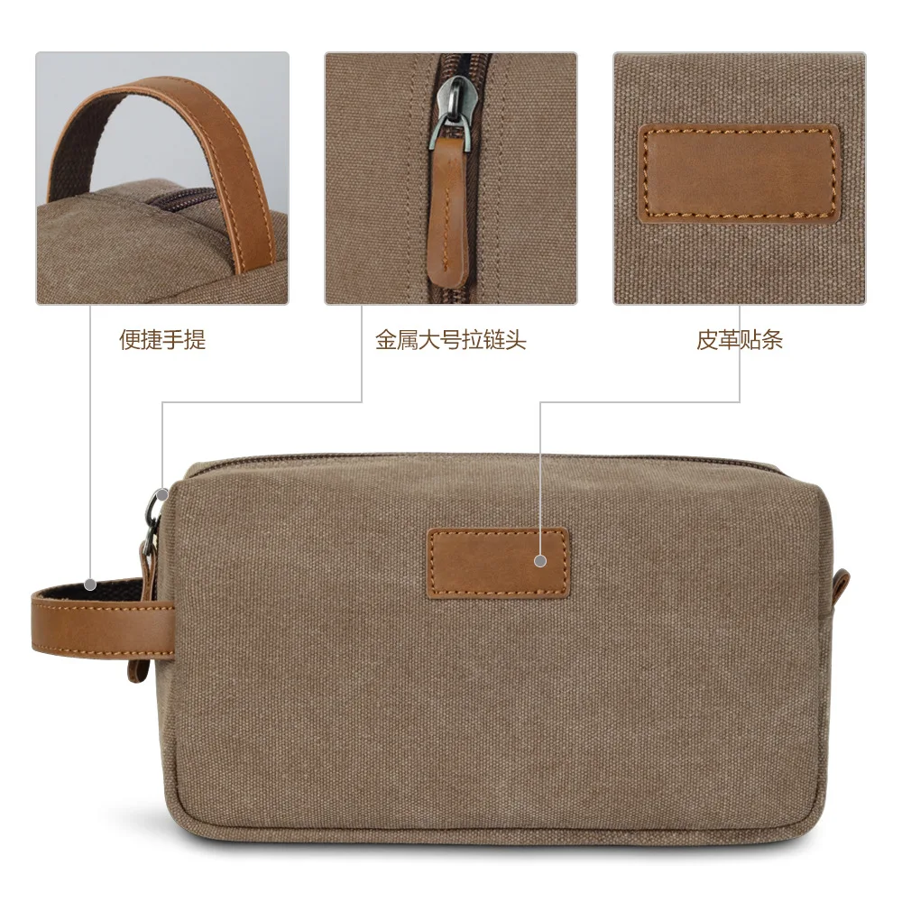 حقيبة أدوات الزينة، حقيبة سفر محمولة باليد من القماش المقاوم للماء، تخزين جلد الحصان المجنون، حقيبة مكياج عصرية ورجعية #1