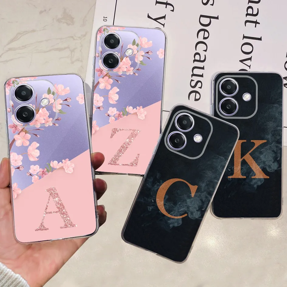 For OPPO A3 4G 2024 Case CPH2669 Cover Cute Letters Flower Silicone Phone Case For OPPO A3x CPH2641 4G A20 A40 A40M OPPOA3 Funda