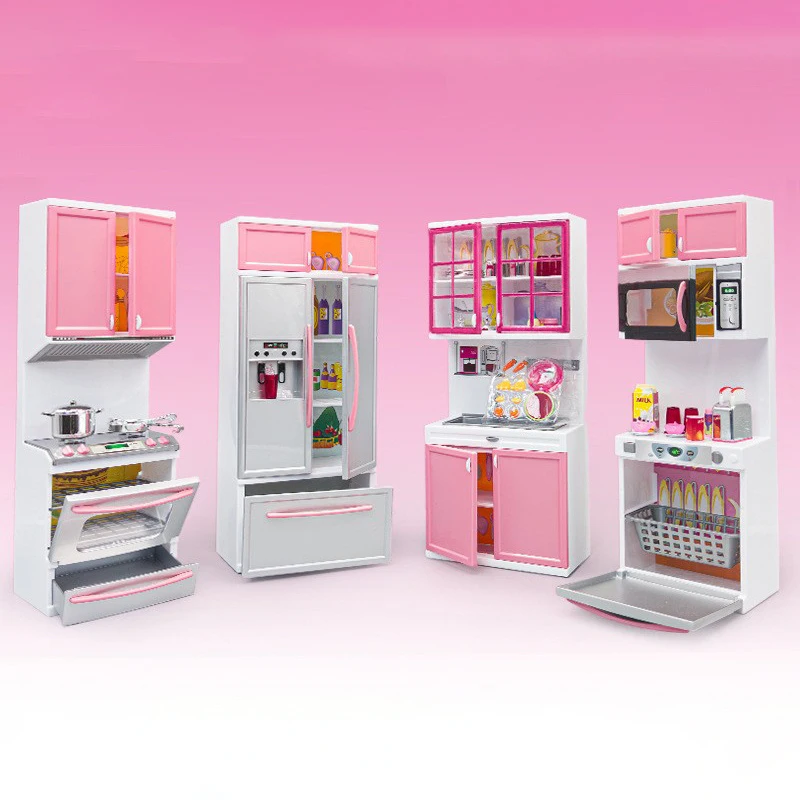 

Children's Kitchen Toy Set Simulation Mini Kitchenware Refrigerator Model Girls Play House Toy Gift Box