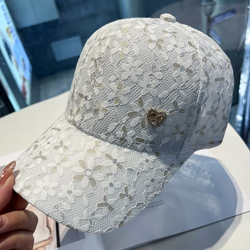 

Lace Flower Fresh Style Sun Protection Baseball Cap Korean Trend Casual Versatile Breathable Sunshade Duckbill Hat for Women