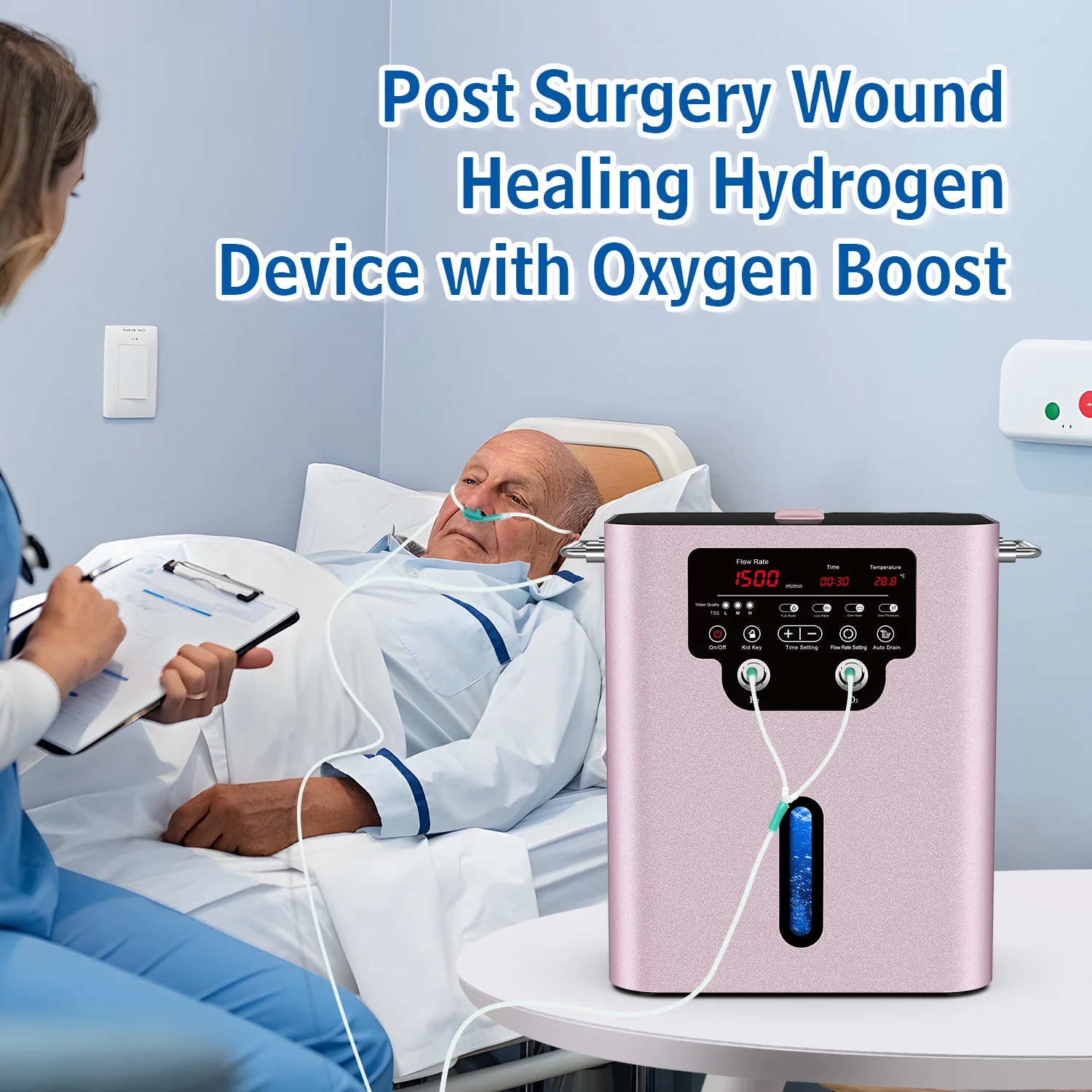 

1500 мл машина для ингаляции водорода, устройство для терапии носовым водородом высокой чистоты, генератор воды PEM для домашнего офиса, клиники, здоровья