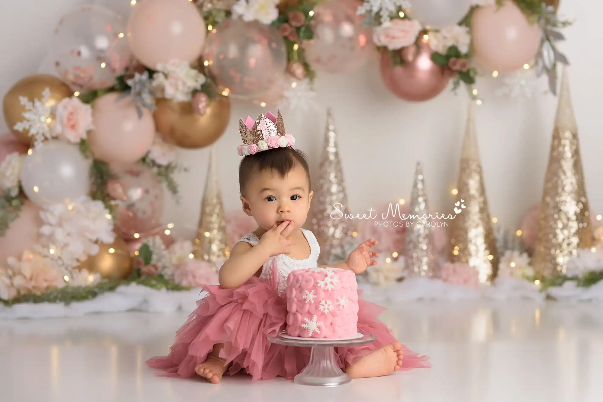 Rose Gold Sparkle Floral Backdrops Kids Baby Photography Child Cake Smash Photocall Decors Spring Floral Balloons Backgrounds