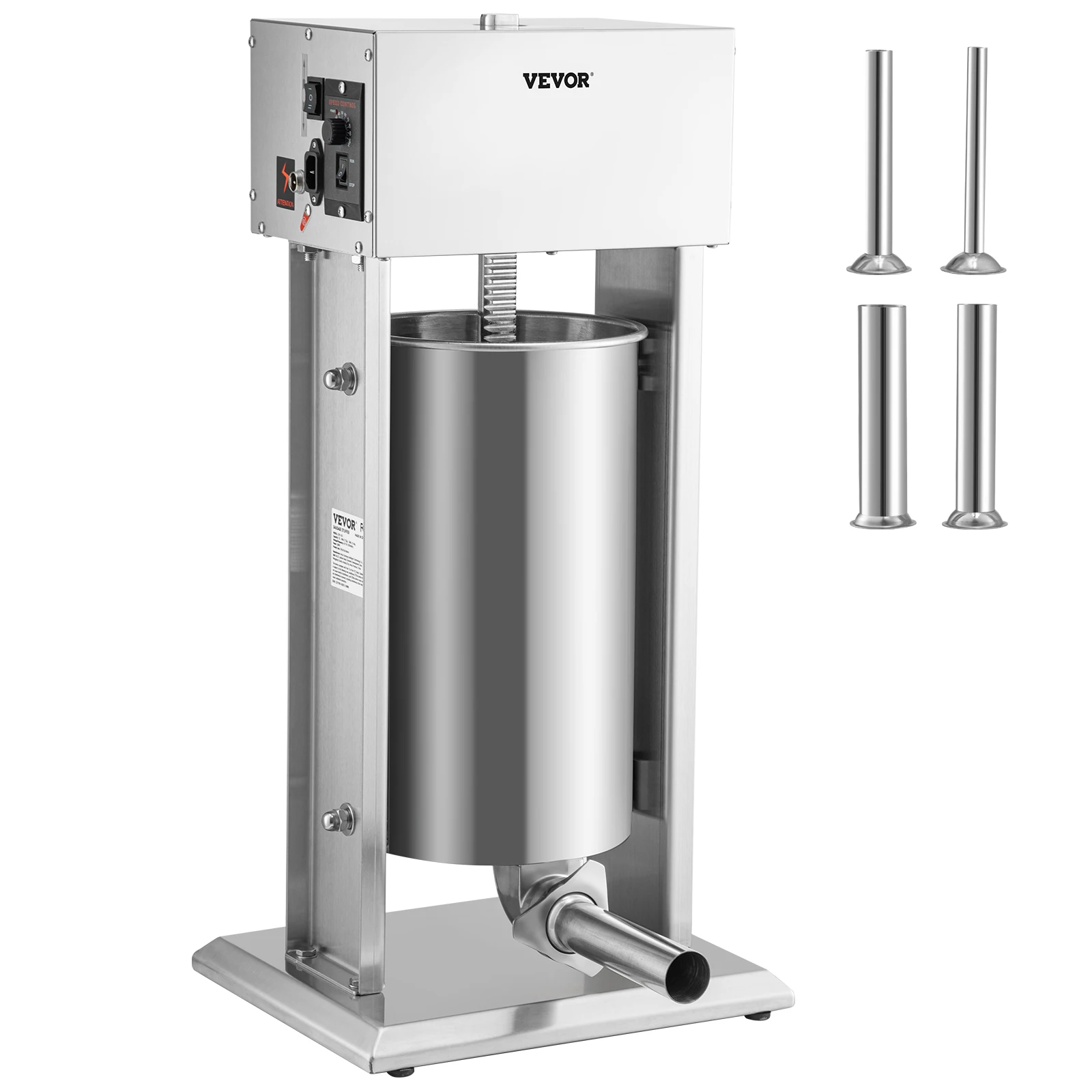 SucceBuy 10L/15L Electric Sausage Stuffer Stainless Steel Making Sausage Machine Commercial Grade with 4 Filling Funnel for Home