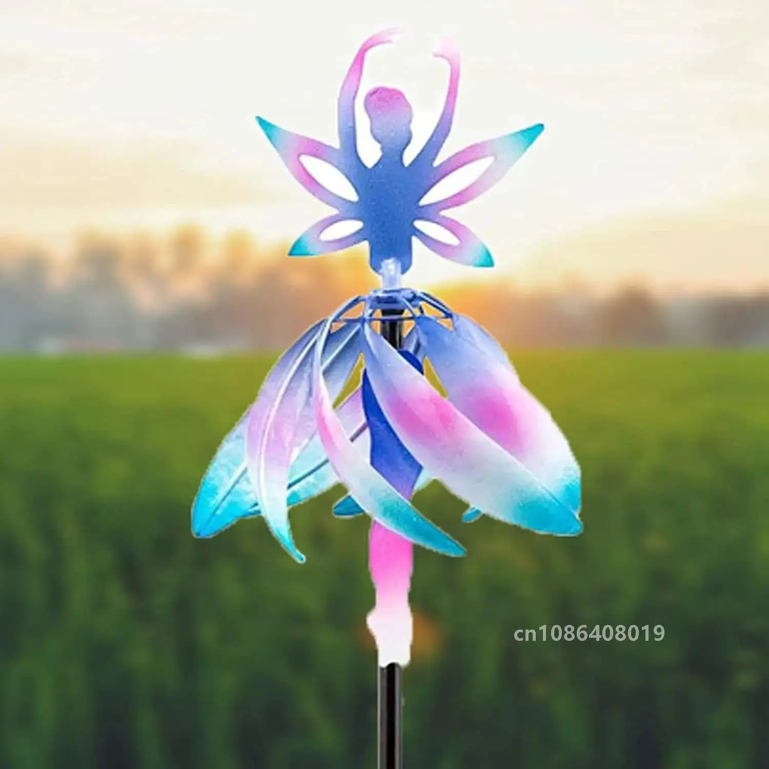 Elegant Ballerina Wind Spinner Fairy Windmill Outdoor Angel Stakes Garden Ornament Flowerbed Patio Yard Art Decor Pixie Pinwheel