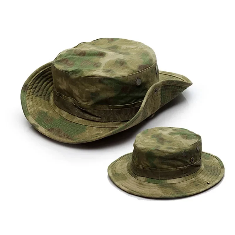 Hunting Fan Tactical Camouflage Boonie Hat Round Brim Training Sunscreen Windproof Adult Hat Outdoor TMC