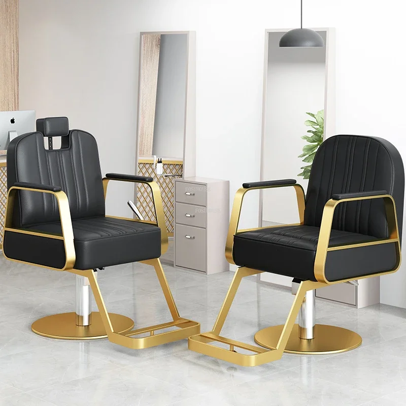 European Style Barber Chairs Simple Leather Art Hairdressing Chairs Modern Salon Furniture Beauty Salon Chair Lift Swivel Chair