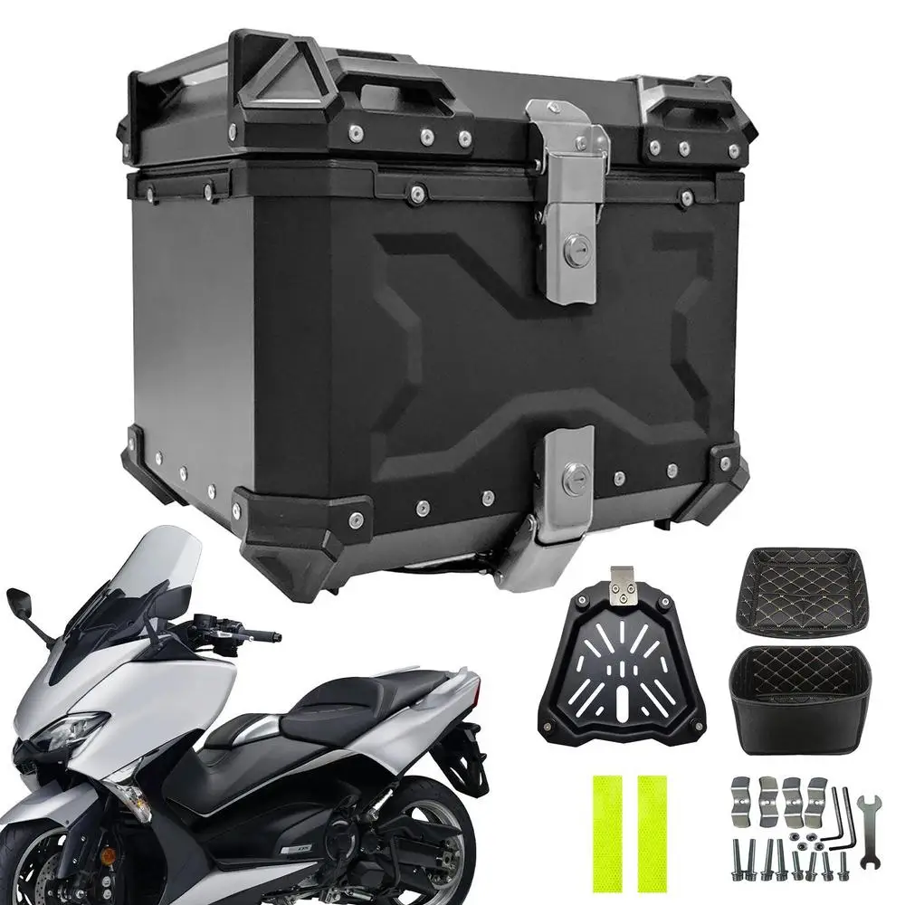 

Aluminum Motorcycle Carrier Trunk 45L Aluminum Motorcycle Box For Travel Large Capacity Universal Motorcycle luggageTail Box