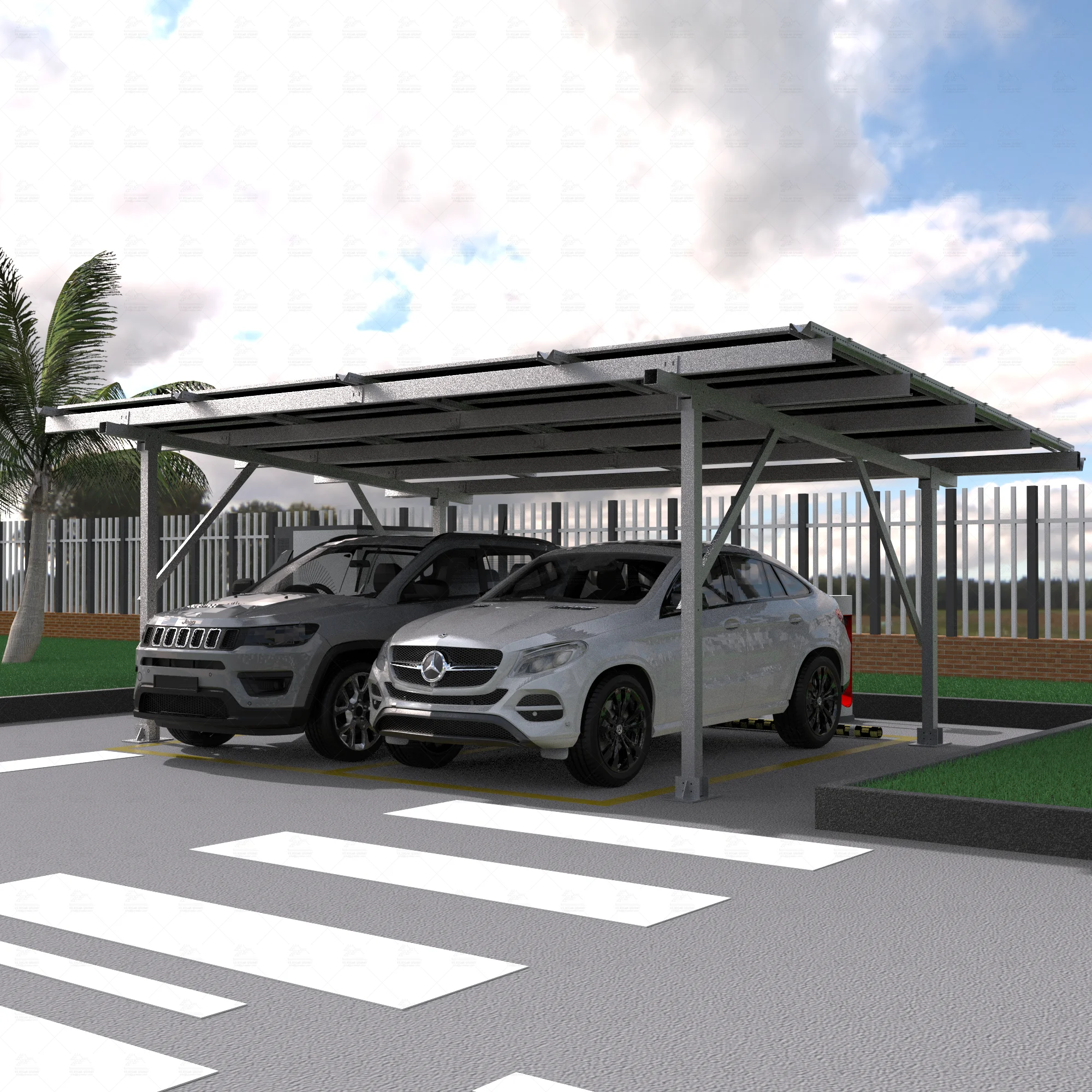 Residential Aluminum Solar Carport System Ground-Mounted Grid-Tied 15-Year Warranty Cost-Effective Installation - Detail 1