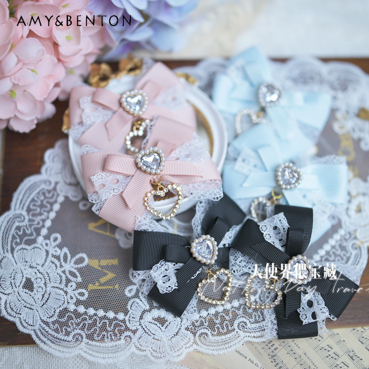 

Mine Series Mass-produced Heavy Industry Beaded Rhinestone Hair Clips Exquisite Lace Bow Pearl Princess Lolita Hair Accessories