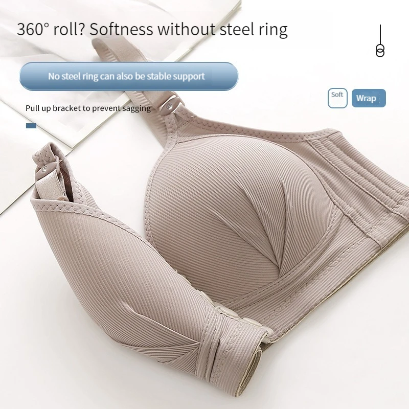 Novo Tamanho Grande Botão Frontal Roupa Interior Sexy Push Up Thin Cup Botão Camisola Tipo de meia-idade Mãe Bras Ropa De Mujer Sütyen