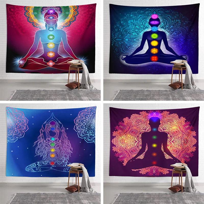 

Seven Chakras Yoga Wall Tapestry Meditation Tapestry Room Aesthetic Sofa Bed Living Room Home Decor 200x150 Cm Wall Hanging