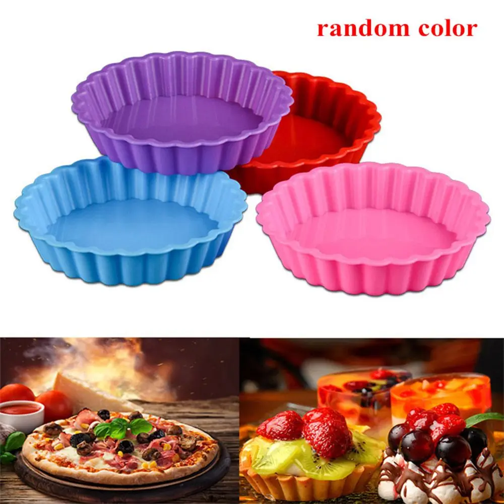 

Silicone Tart Molds Mini Quiche Molds Non-stick Round Fluted Flan Pan with Loose Bases Cake Mold Cake Tools