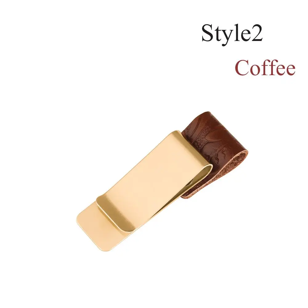 

Office Supplies Convenient Metal Memo Portable Handmade Leather Stainless Steel Clips Notebook Holder Brass Pen Folder