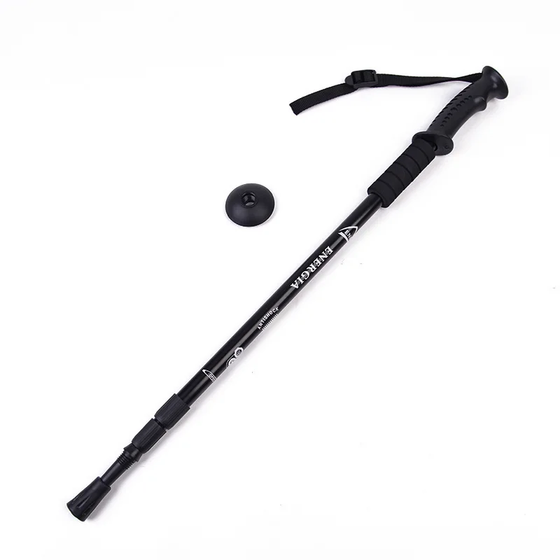 Sports Alpenstock Retractable Folding Straight Handle Three-Section Walking Stick Walking Stick Walking Stick Outdoor Equipment