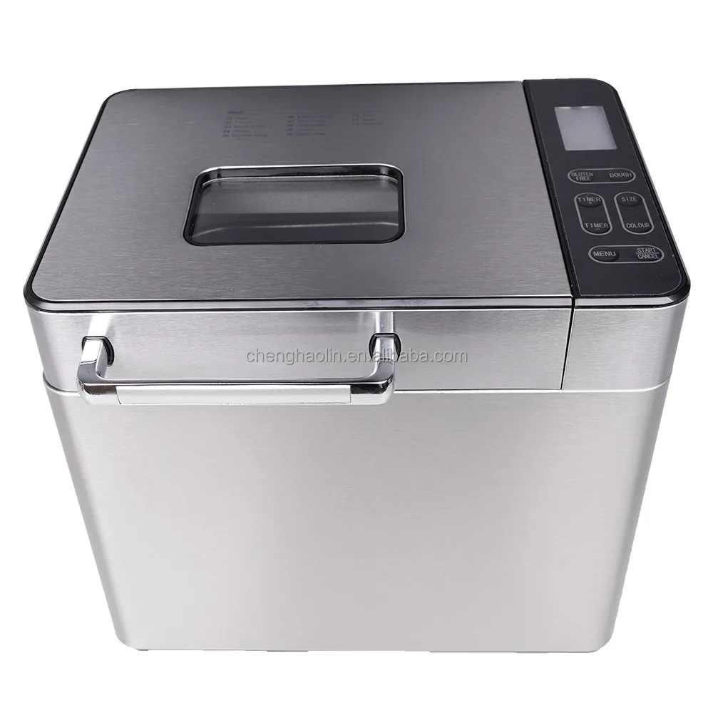 Stainless Steel 2LBS Capacity 13 Program Automatic Nut Dispenser Gluten  Dough Mixer Toast Cake Baking Electric Bread Maker