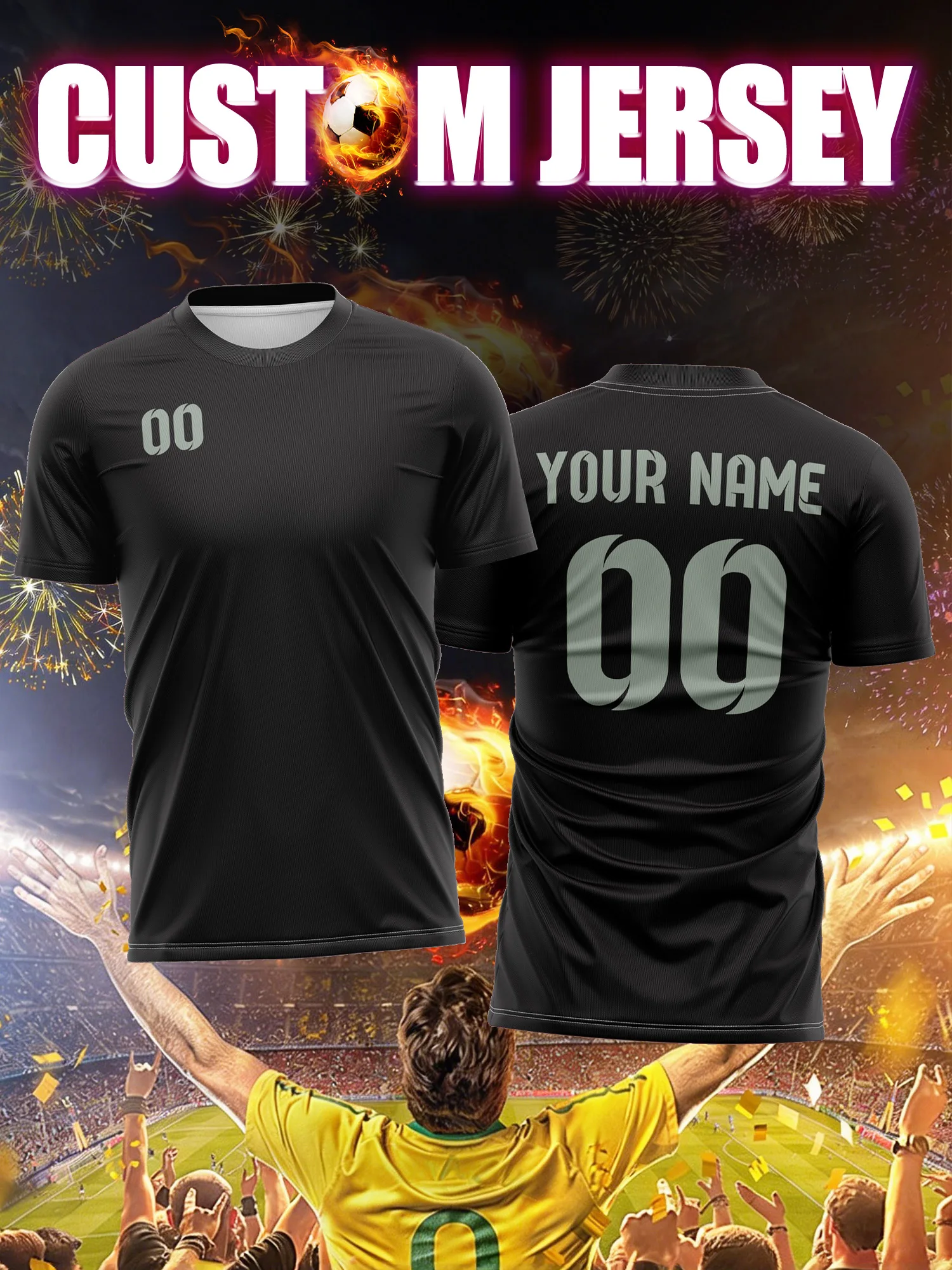 Camisa de Futebol Personalizada com Imagem, Número e Nome, Uniforme de Reserva do Clube, Equipamento Durável para Treino e Jogo com Tecnologia de Absorção de Umidade