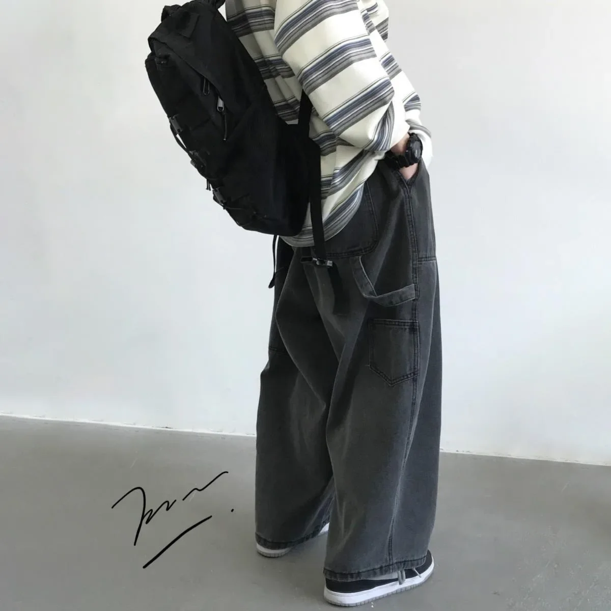 2024 Streetwear Multi-pocket Jeans Loose Plus Size 5XL Wide Leg Pants Japanese Harajuku Casual Denim Trousers Men Clothing