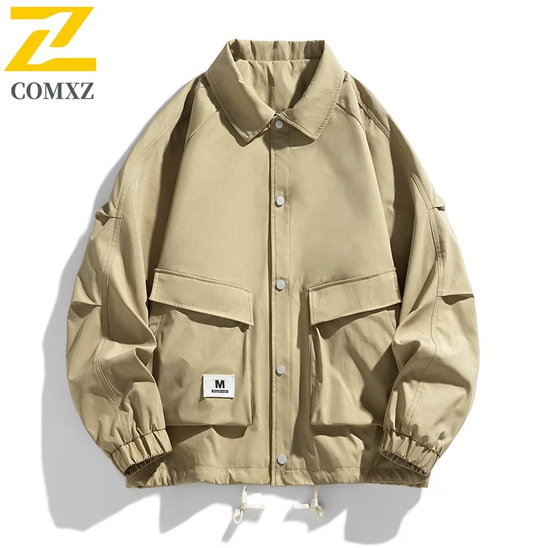 

COMXZ New Men Casual Turndown Collar Korean Fashion Waterproof Jacket Single Row Button Design Comfortable Autumn Garment