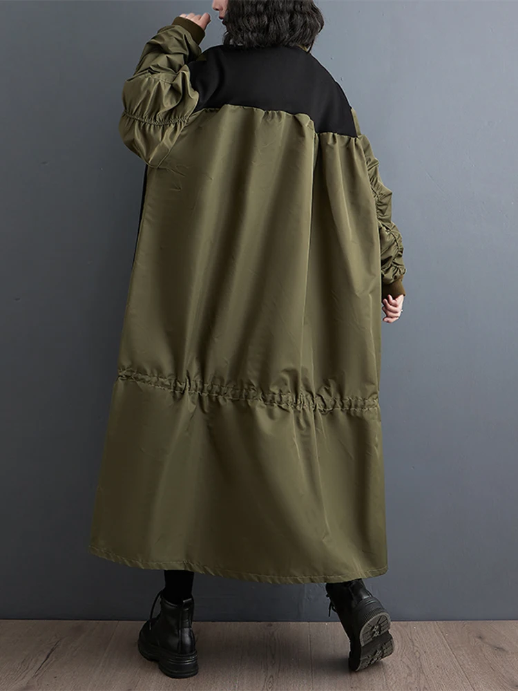 Nyfs 2025 outono inverno nova coreia vestidos femininos robe elbise solto plus size emenda dobras vestido longo