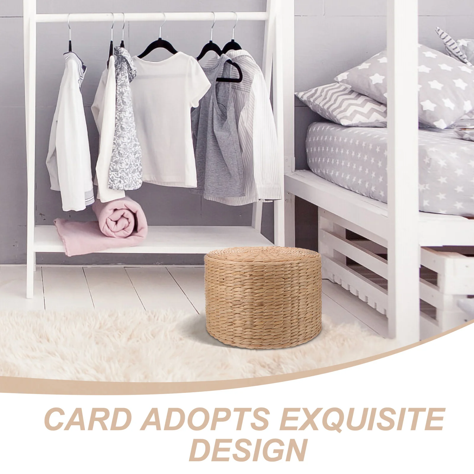 愛らしい織り小椅子 手作りの天然繊維靴交換用スツール 庭の庭の玄関の装飾用 機能的なフットレスト