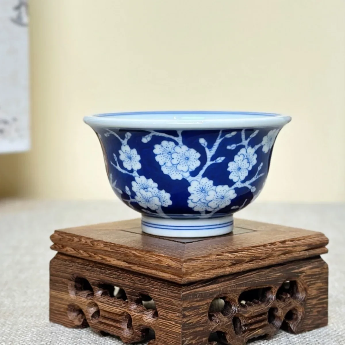Jingdezhen blue and white porcelain ice plum tea set cover bowl pressure cup pot bearing set master cup teacup high-end