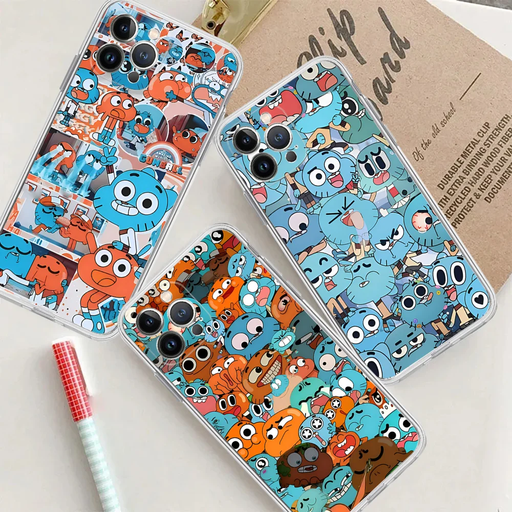 Cartoon the amazing world of gumball Phone Case For iPhone 15 14 13 12 Mini 11 Pro XS Max X XR SE 6 7 8 Plus Soft Silicone Cover