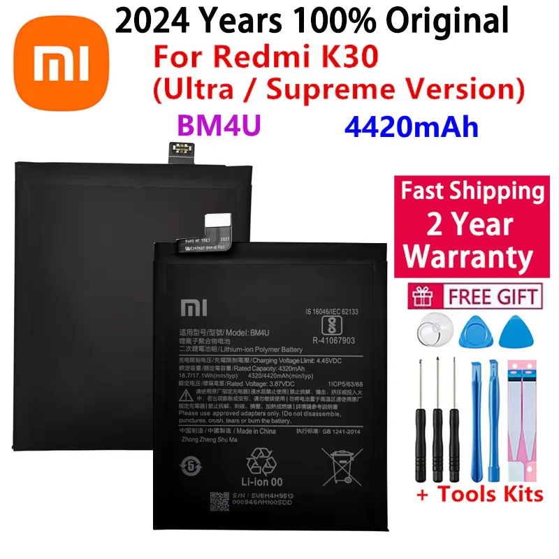 100% Original XIAO MI Phone Battery BM4Q BM4P BM4U For Xiaomi Redmi K30 Pro K30Pro Supreme Version Poco F2 Pro Bateria Batteries