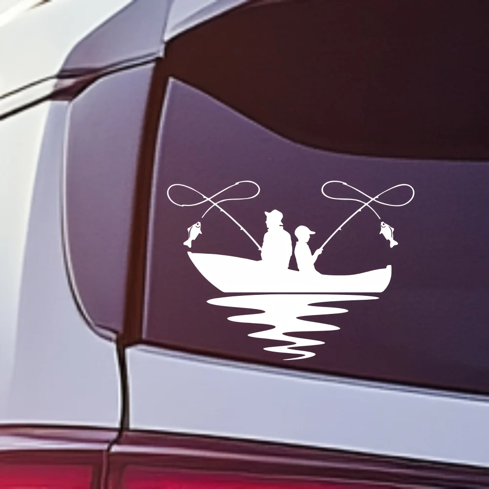 

Виниловая наклейка на автомобиль «Отец и сын рыбацких профессий» с изображением уютной сцены на лодке (3,9x5,5 дюймов) для грузовиков, внедорожников и окон