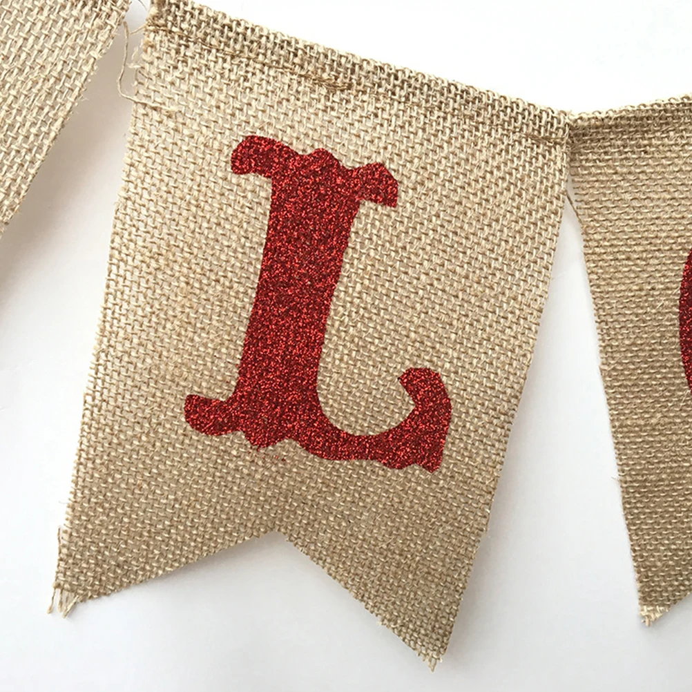 

1Pcs Linen Banner Swallowtail Welcome Flag Wall Decoration Durable for Wedding Party Reusable Photo Shoot Prop
