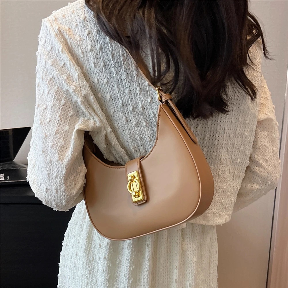 

Burminsa Half Moon Underarm Shoulder Bags For Women New 2023 Trend Designer Small Crossbody Bag PU Leather Hobo Ladies Handbags