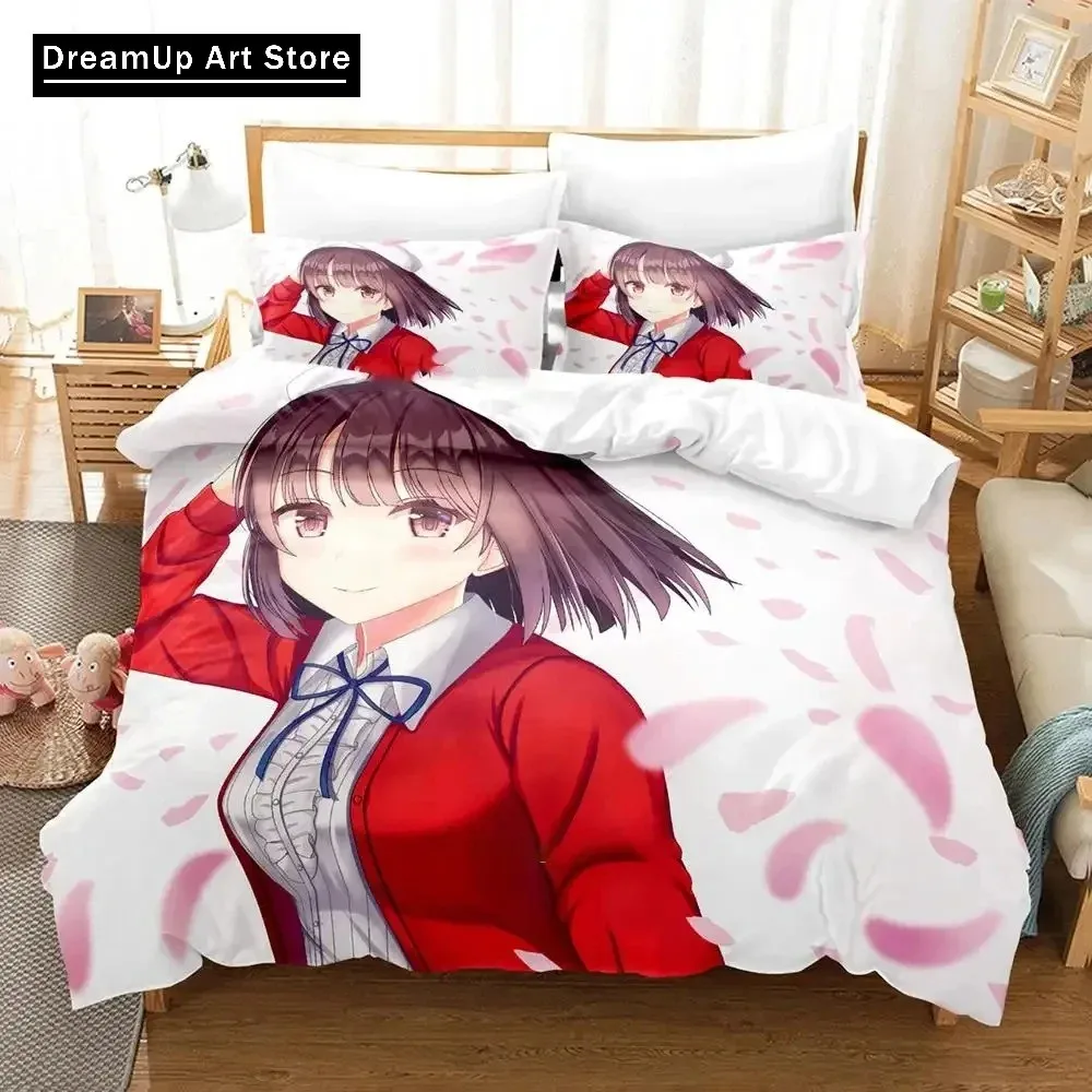 3D Print Anime Saekano Megumi Kato Bedding Set Cute Quilt Cover Bed Cover With Pillowcase Twin Single Queen King Size Boys Adult