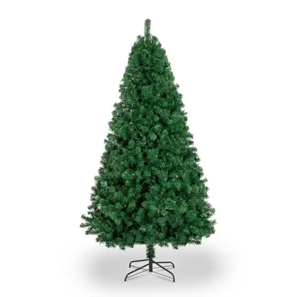 

7ft 881 Branch Half Christmas Tree with 230LED Lights PVC Branch Iron Bracket Tender Green Christmas Tree