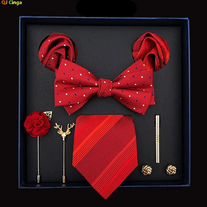 26 Colors Men's Formal Wear Essential Accessory Set (Tie + Bow and Pocket Square + Tie Clip and Lapel Pin with Cufflinks)