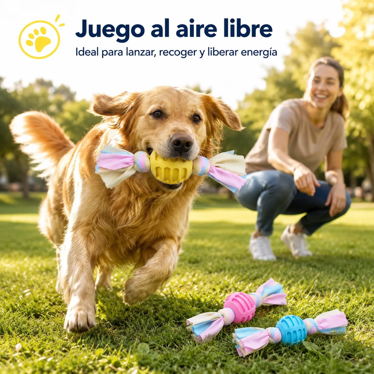 Jouet à mâcher en caoutchouc TPR et corde de coton tressée pour chiens, nettoyage dentaire et soulagement du stress, durable pour le jeu de rapport et la traction, taille 6x6x20cm, couleurs assorties