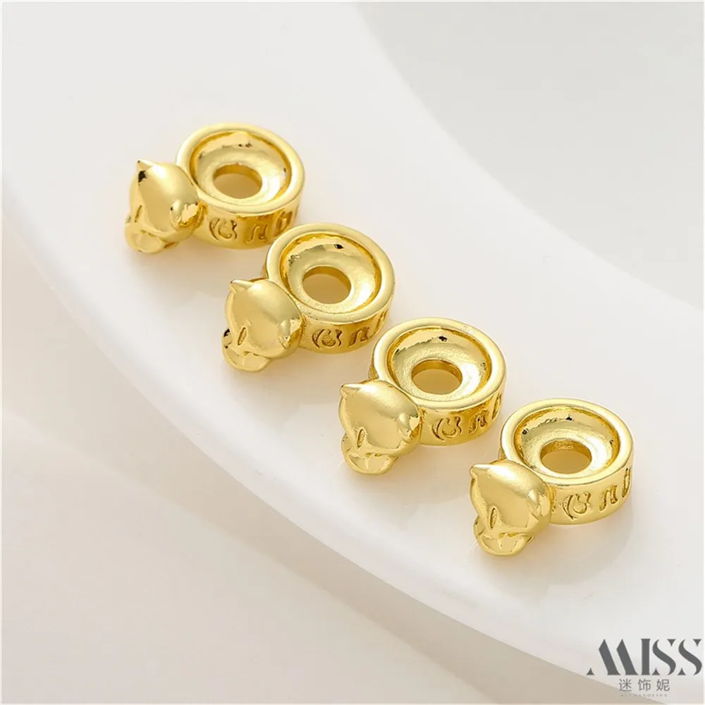 

Sand Gold Cow Head Letter Card Ring Bead Diy Accessories 18K Loose Beads Handmade Bracelet Necklace Jewelry Material