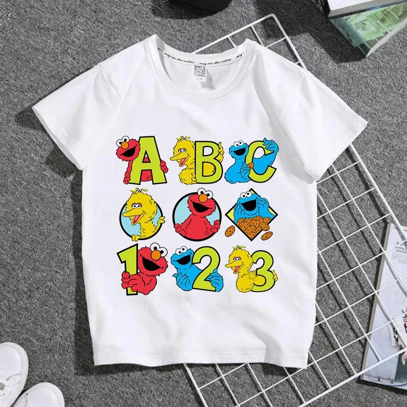 تي شيرت صيفي جديد للأطفال لعام 2025 تي شيرت للأولاد والبنات تي شيرت مطبوع عليه رسوم كرتونية Q-نسخة كوكي مونستر إيمو للأطفال