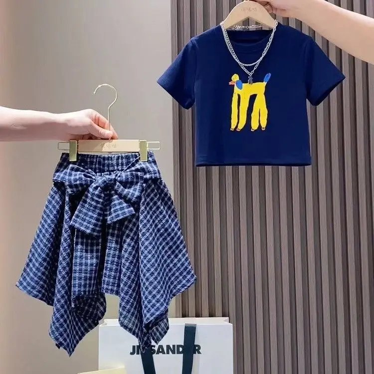 Breathable Bamboo Girls Summer Clothes 2 Piece Set Tee + Shorts Eco Friendly