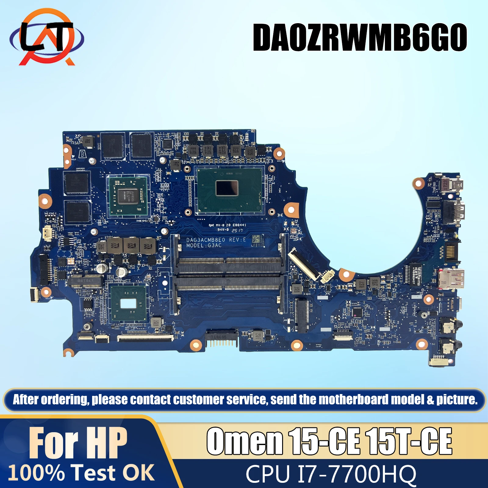 

DAG3ACMB8E0 Notebook Mainboard For HP Omen 15-CE 15T-CE Laptop Motherboard with CPU I7-7700HQ GPU RX 550 V2G