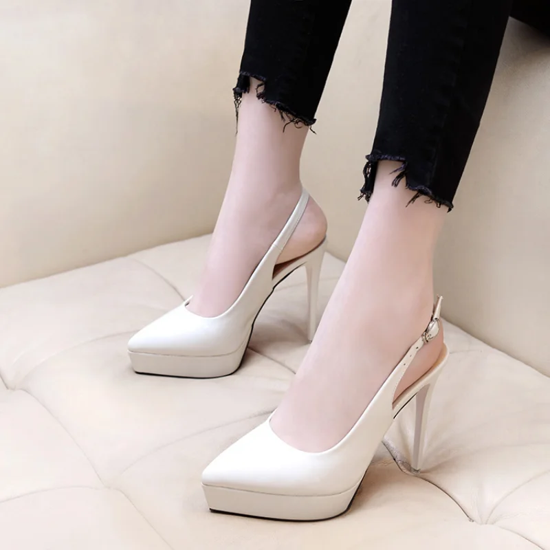 New 12CM Platform Super High Heels for Woman Pointed Toe Sandals Gladiator Party Pumps Dress Women Shoes Zapatos De Mujer