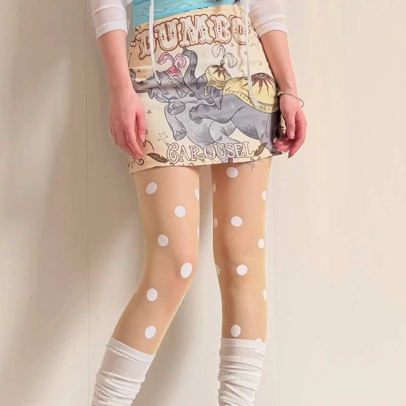 Retro Polka Dot Sheer Tights for Women High-Waisted Seamless Thin Pantyhose, Multicolor Transparent Stockings for Casual Cosplay view 6