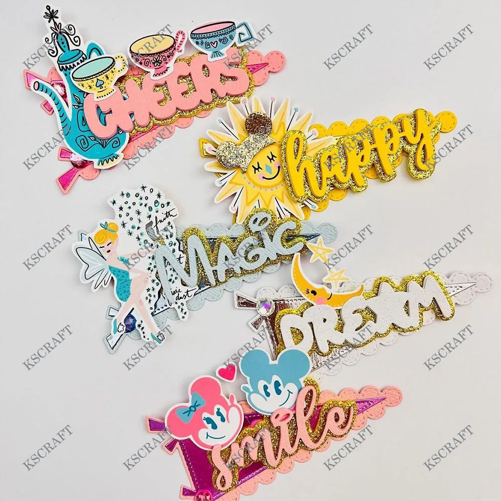 KSCRAFT Magic Park Flags Metal Cutting Dies Stencils for DIY Scrapbooking Decorative Embossing DIY Paper Cards