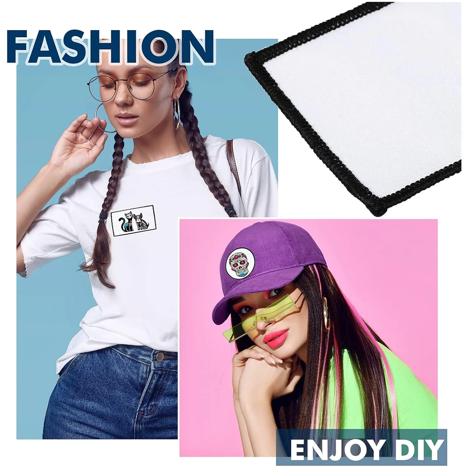 Sublimation Patches Fabric Iron-on Blank Heat Transfer Tag Repair Hat for DIY Crafts Caps Clothes Shoes Bags Backpacks Uniforms